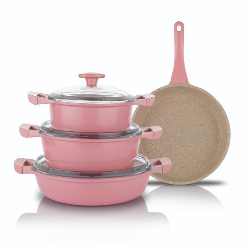 7 pcs Non Stick Cast Aluminium Cookware Pot Set