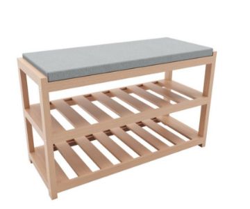 Bienwood BIE-7005Wooden Shoe rack, 2 layes, top with cushion