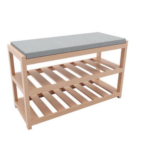 Bienwood BIE-7005Wooden Shoe rack, 2 layes, top with cushion