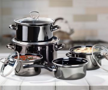 Enamelled Shallow Casserole Series - Metalic Design