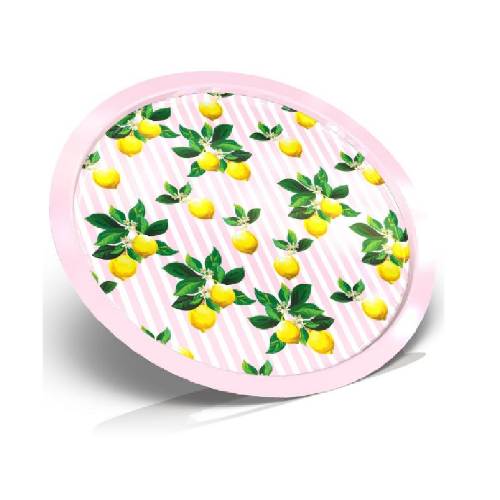 Sarkap Patterned Metal Round Tea/Coffee Tray