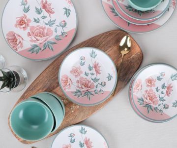 EGE SERIES GREEN+PINK FLOWER DECORATED