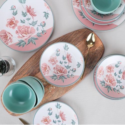 EGE SERIES GREEN+PINK FLOWER DECORATED