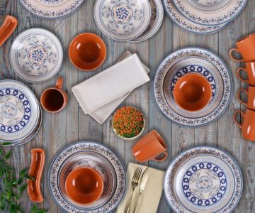 EGE SERIES ORANGE+BLUE ETHNIC DECORATED