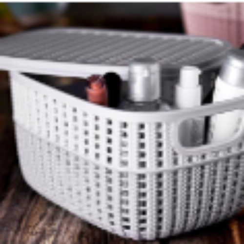 Knitty 2-Tone Knit Basket with Lid