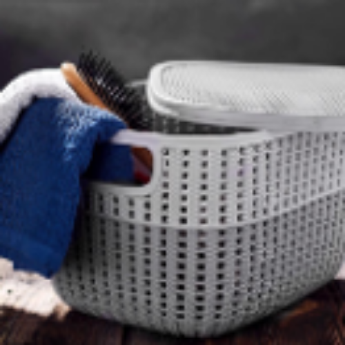 Knitty 2-Tone Knit Basket with Lid