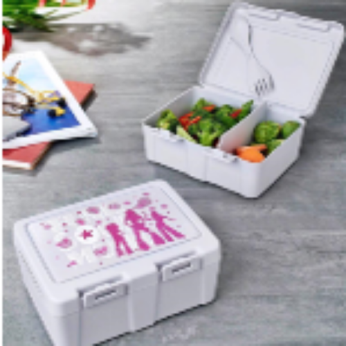 Joyful Lunch Box with Spoon & Fork 