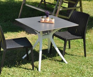 California Armless Compact 70*70 Black Table Set