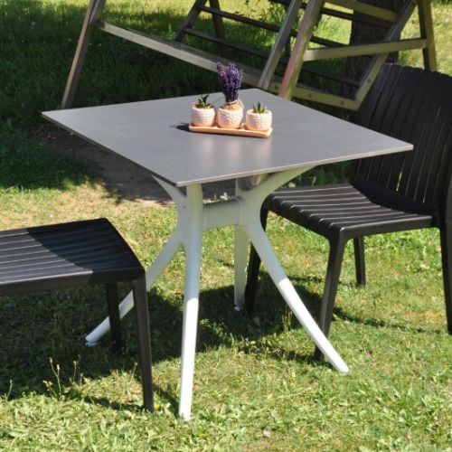 California Armless Compact 70*70 Black Table Set