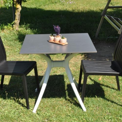 California Armless Compact 70*70 Black Table Set