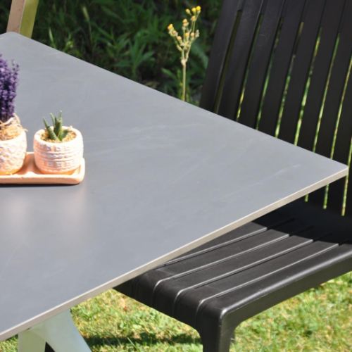 California Armless Compact 70*70 Black Table Set