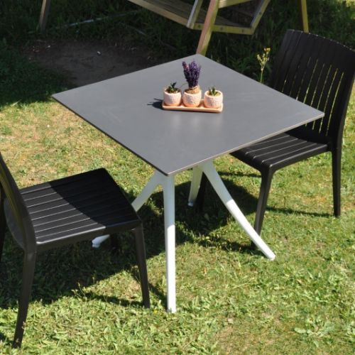 California Armless Compact 70*70 Black Table Set