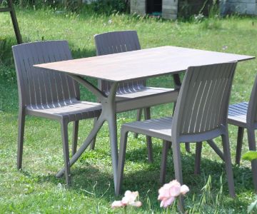 California Armless Compact 70*120 Cappicino Table Set