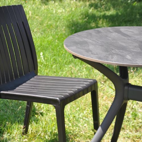 California Armless Compact Round Black Table Set