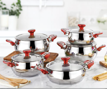 KARDELEN COOKWARE SET 10PCS/RED