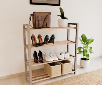 FIX-2041-1 WOODEN SHOE RACK- 4 LAYERS