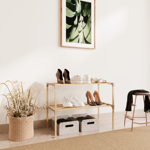 FIX 2039-2   2 LAYERS OF WOODEN SHOE RACK