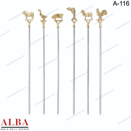 Brass Handle Big Animal Motif Skewer