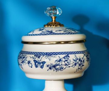 Blue Life Enamel Footed Sugar Bowl 18 cm
