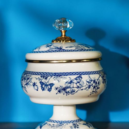 Blue Life Enamel Footed Sugar Bowl 18 cm