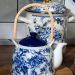 Blue Life Porcelain Herb Teapot with Wicker Handle