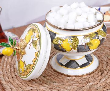 Linda Enamel Footed Sugar Bowl