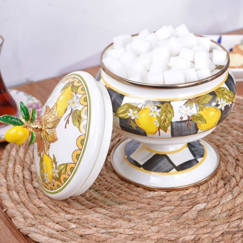 Linda Enamel Footed Sugar Bowl