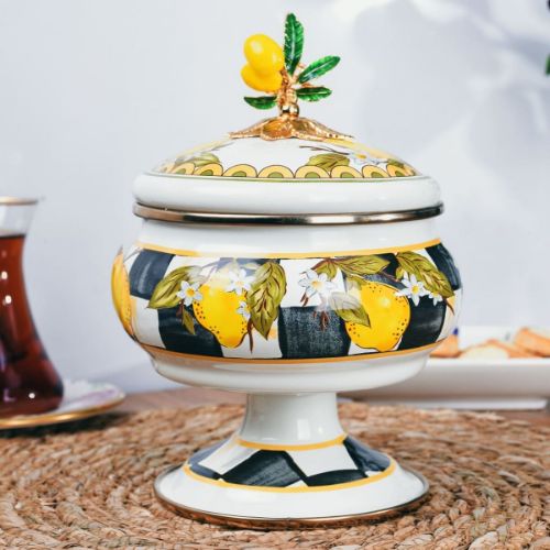 Linda Enamel Footed Sugar Bowl