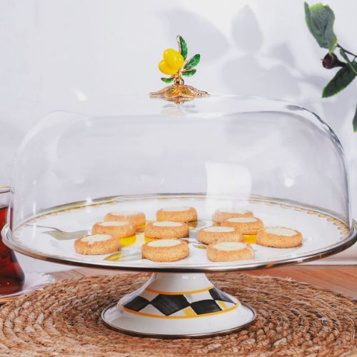 Linda Enamel Cake Bowl with Foot 30 cm