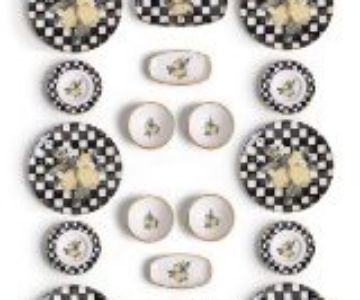 Linda Tiffany 22 Piece Porcelain Breakfast Set for 6 People