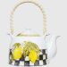 Linda Patterned Porcelain Teapot with Wicker Handle